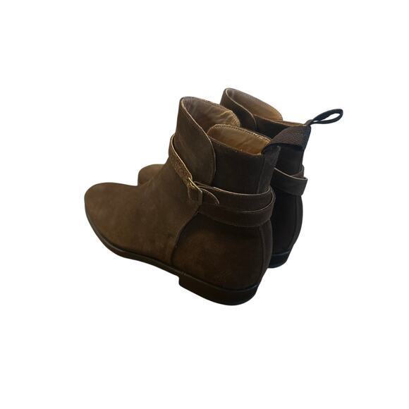 Women 8 Luf & Tung Chardin Brown Suede Leather Ankle Boots Strappy Buckle Sweden - Picture 3 of 9